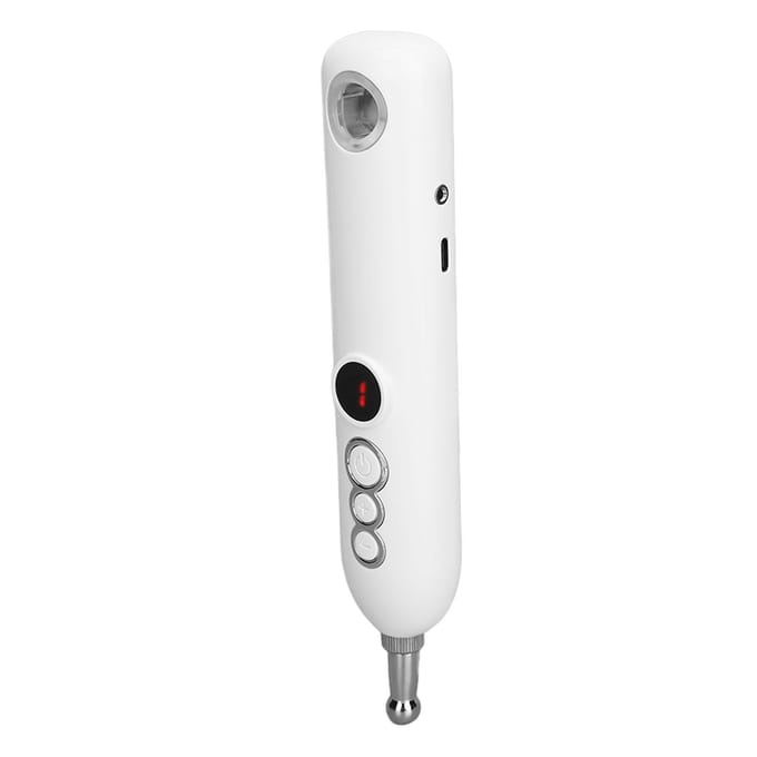 Elektrische Acupunctuur Massage Pen 9 Sterktes Oplaadbaar Acupunctuurpunt Meridianen Massager Pen met 2 Hoofden white