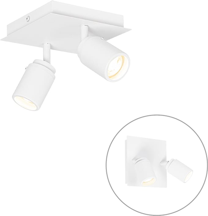 QAZQA ducha - Moderne Plafondlamp en wandlamp voor badkamer - 2 lichts - L 17 cm - Wit -