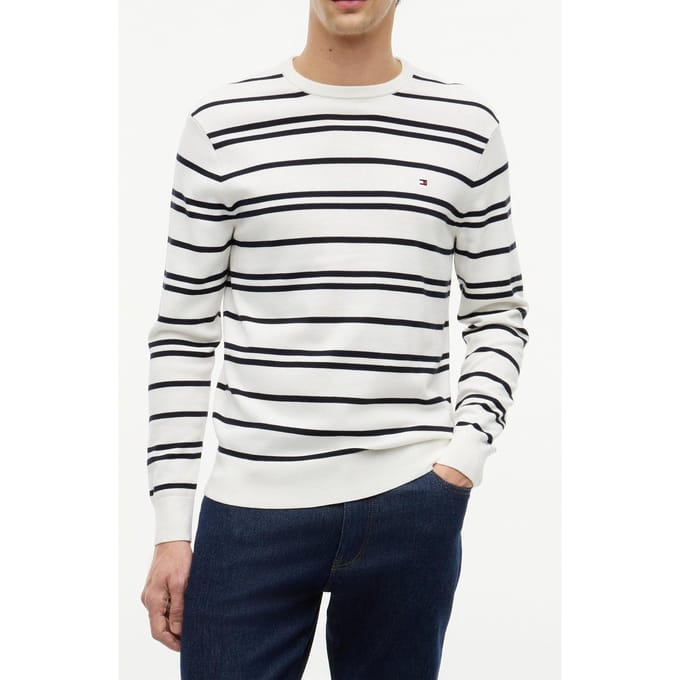 Tommy Hilfiger Essential Seasonal Cotton Ivory Petal/desert Sky Größe: M | Pullover Outlet | Herren | Weiß