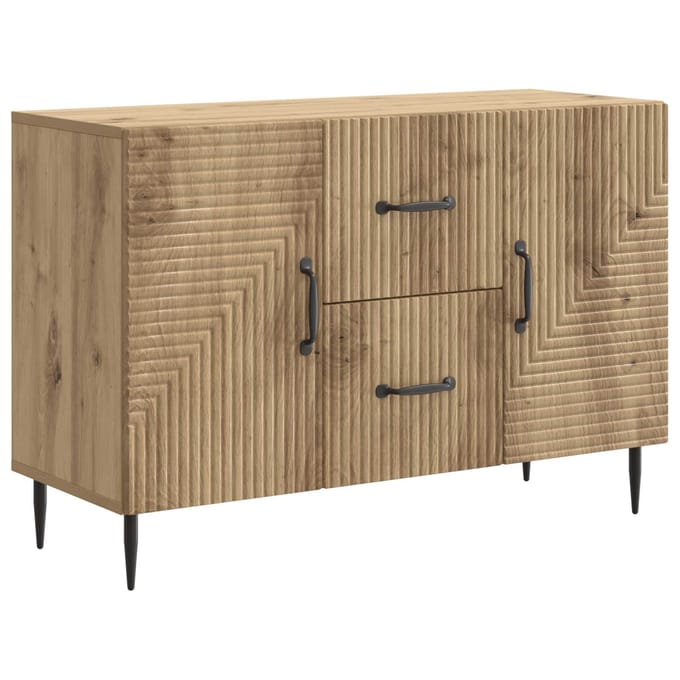 vidaXL - Dressoir - Artisanaal - eiken - 89 - x - 34,5 - x - 60 - cm - Bewerkt - hout
