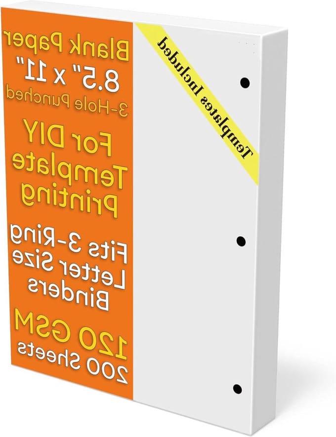 Blanco Printerpapier - Perforatie Papier - Doe-het-zelf Planners Maken - Extra Dik 120 GSM - 200 Vellen Letter - Wit