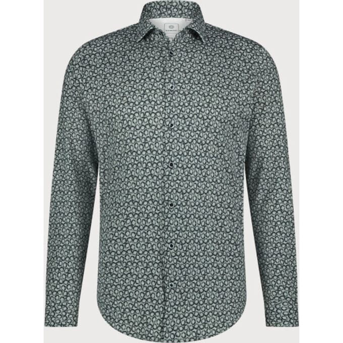 Blue Industry Overhemd Print Grijs - Maat 38 - Heren - Overhemden Casual