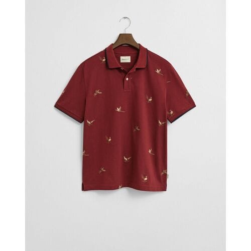 Gant Polo Embroidered Flying Duck Pattern Plumped Red / male