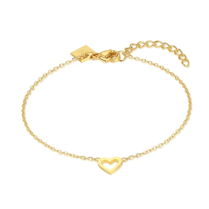 Twice As Nice Armband in 18kt verguld zilver, open hartje 16cm+3cm