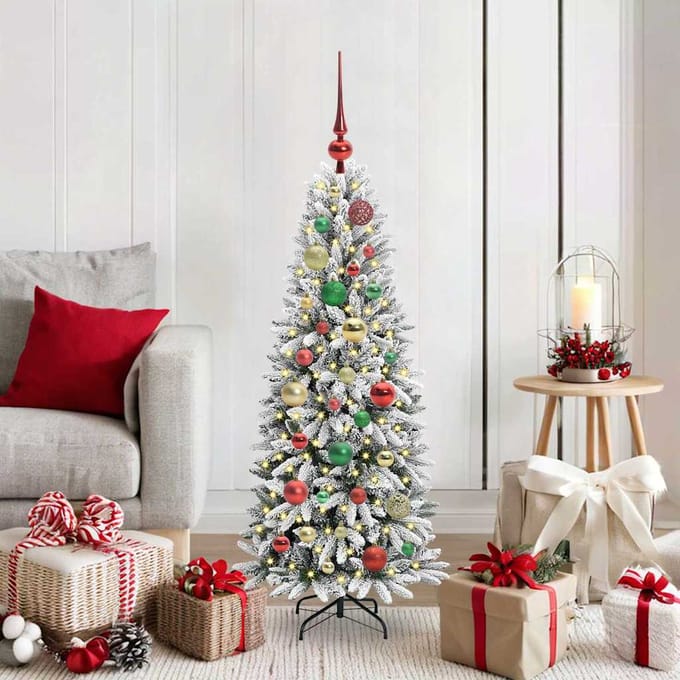 vidaXL - Kunstkerstboom - Wit - 120 - cm - PVC - en - plastic - en - staal - en - PE