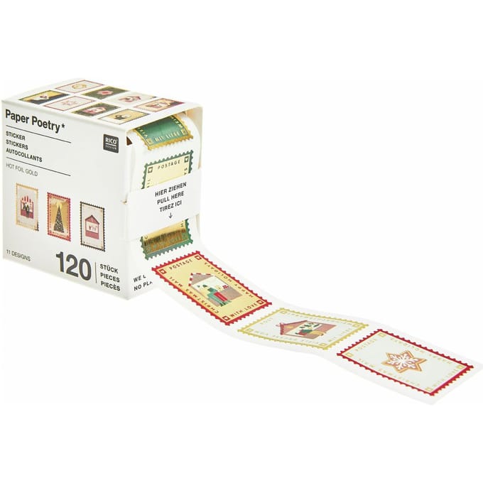 Stickerrol "Kerstpostzegels