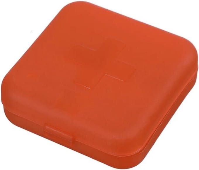 Cabantis Mini Pillendoosje 4 Vakjes - Mini-Pillen Organizer - Mini-Medicijn Doosje - 6x6x2 cm - Rood