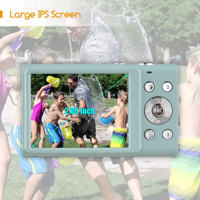 Andoer 2.7K digitale camera compacte videocamcorder 48MP autofocus 2,88 inch IPS-scherm 16x zoom roze