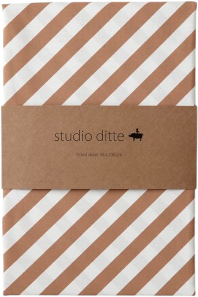 Studio Ditte Strepen Hoeslaken - 70 x 150 cm - Karamel