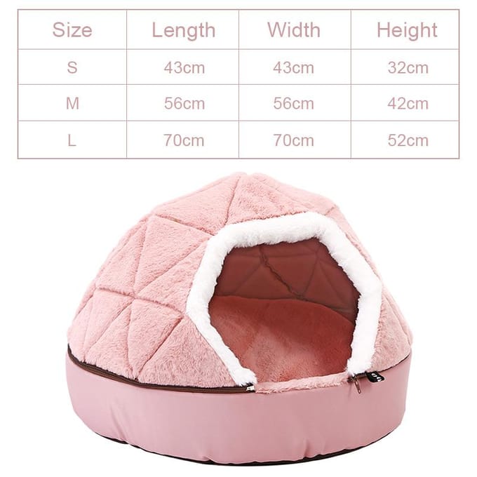 HOOPET Warm Cat Bed House  Bed for cat puppy Disassemblability Windproof Pet Puppy Nest Shell Hiding Burger Bun for Winter S white