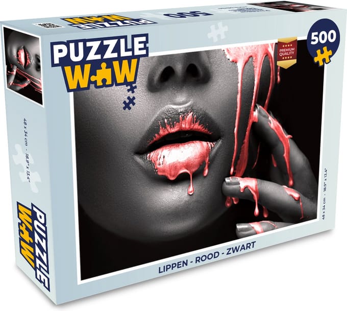 Puzzel Lippen - Rood - Zwart - Legpuzzel - Puzzel 500 stukjes