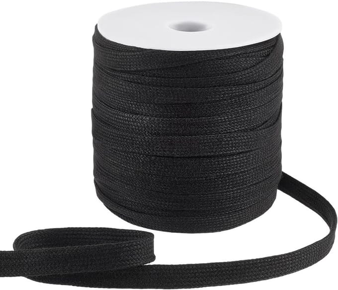 50 Yard x 12 mm Zwart Platte Trekkoord voor Joggingbroek en DIY Projecten - Vervangend Koord, Polyester Touw en Macrame String