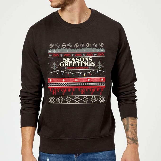 Stranger Things Hawkins Christmas Unisex Christmas Jumper - Black - M