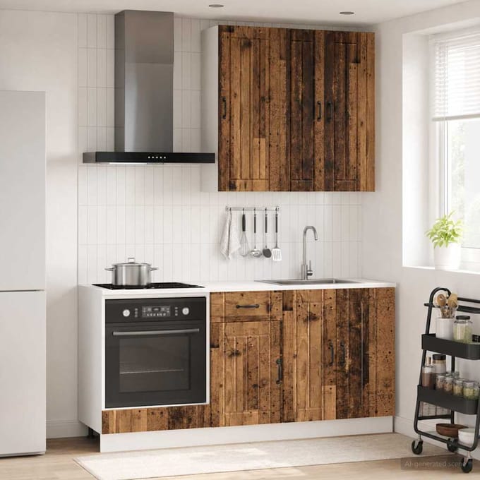 vidaXL - Keukenblok - LUCCA - 5 - st - Oud - hout - Bewerkt - hout