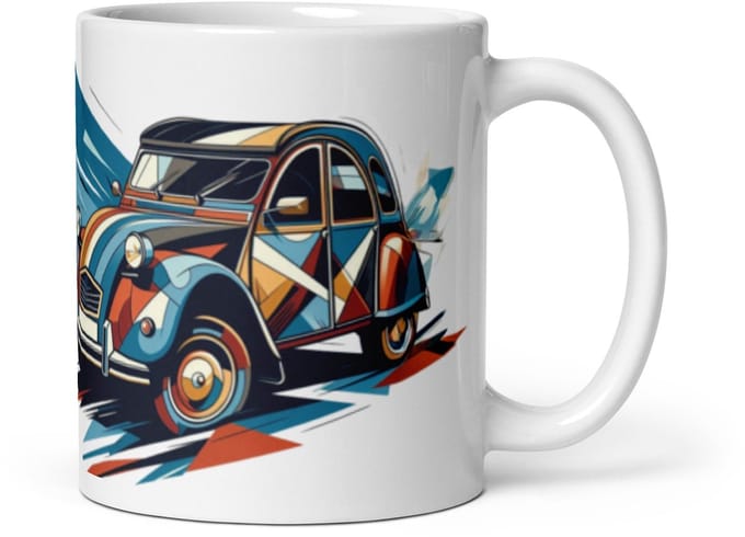 De2pktjes - Een slokje kunst: Picasso-stijl Citroën 2CV mok