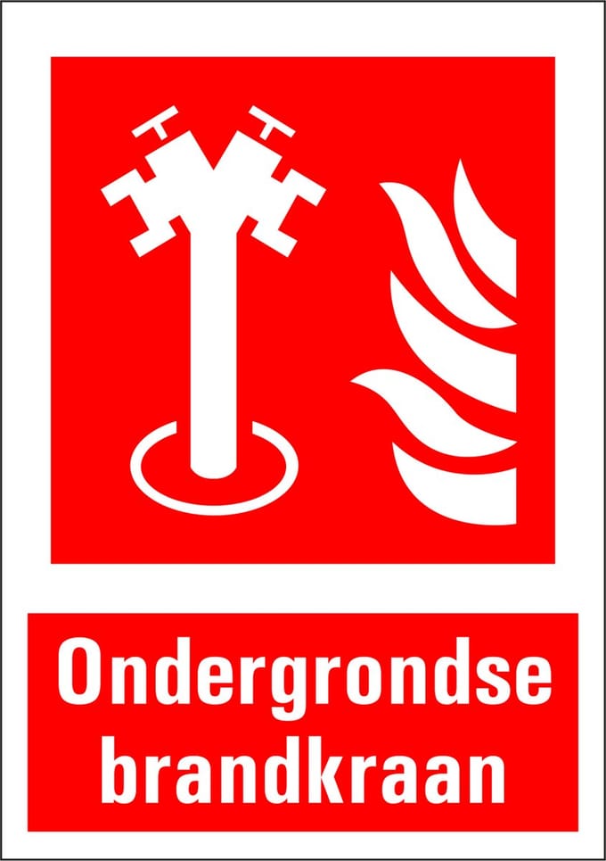 Ondergrondse brandkraan bord met tekst 210 x 297 mm