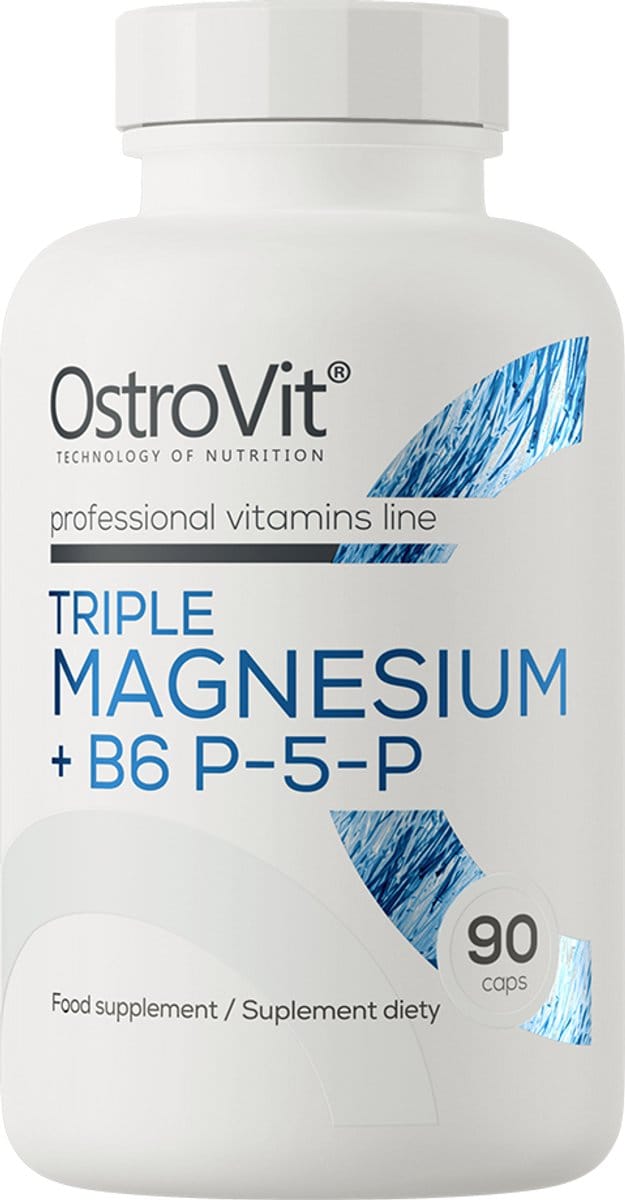 OstroVit Triple Magnesium + B6 P-5-P 90 Capsules – 3 Forms Magnesium – Energy & Muscle Support
