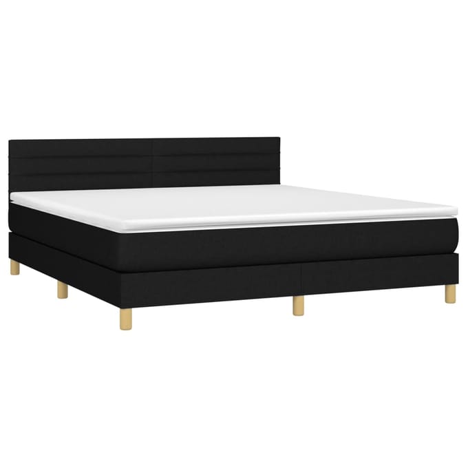 vidaXL - Boxspring - met - matras - stof - zwart - 160x200 - cm