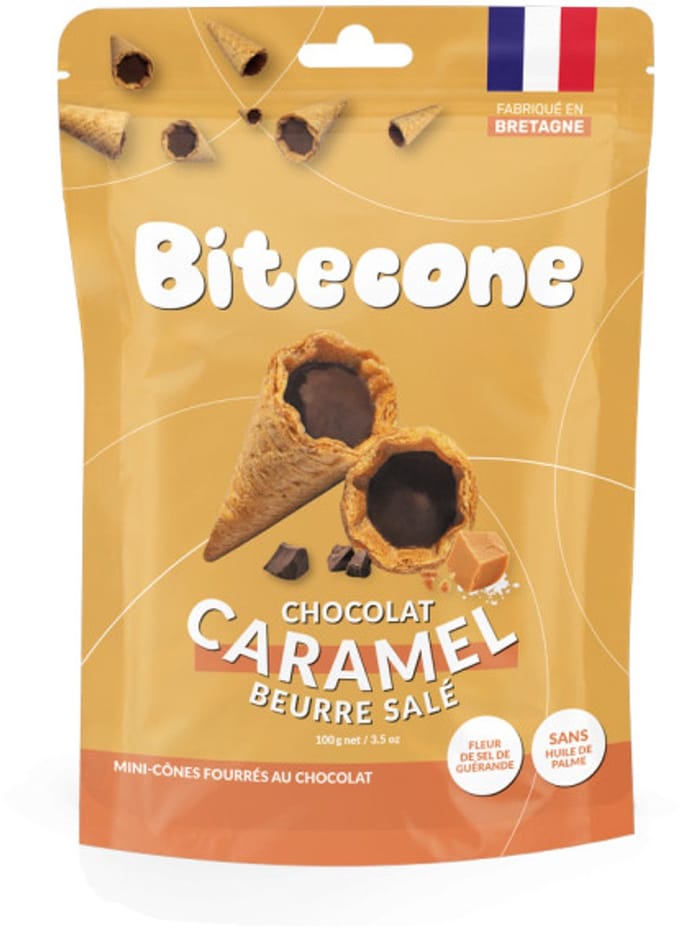 Bitecone minihoorntjes met melkchocolade en gezouten karamel-botervulling, 100 g