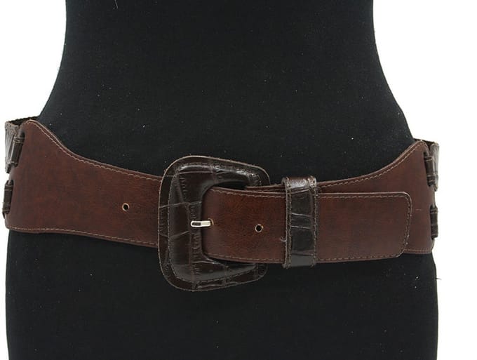 Dames afhangriem roodbruin/donkerbruin - 8 cm breed - Leer - Brede riem - Casual - Maat 90