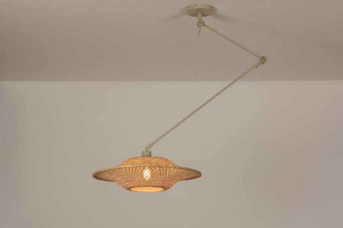 Lumidora Hanglamp 31229 - BAMBOO - E27 - Bruin - Beige - Naturel - Zand - Metaal - ⌀ 50 cm