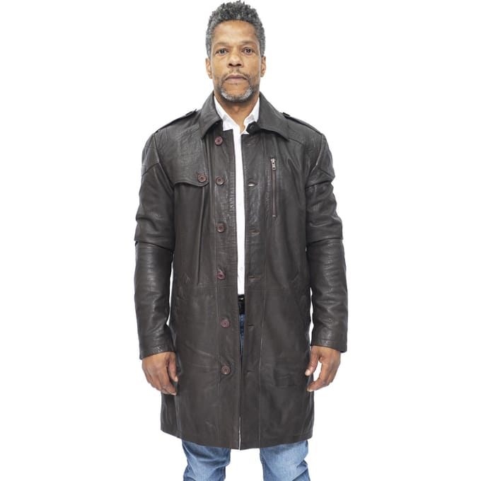 Heren lederen trenchcoat-Hamburg