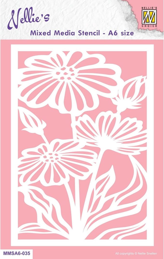 Nellie Snellen Stencil A6 Size Christmas Flowers-2