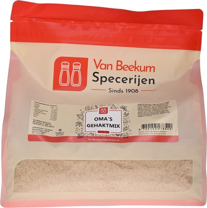 Van Beekum Specerijen - Oma's Gehaktmix - 2 KG (hersluitbare stazak)