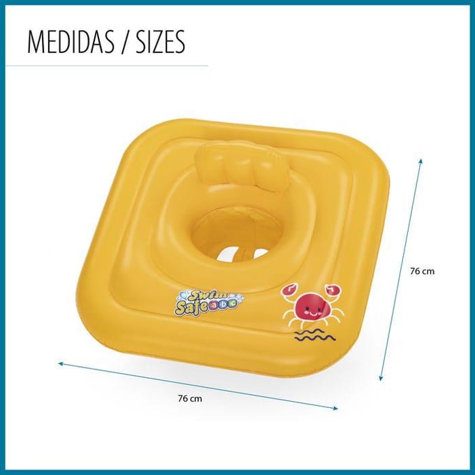 Bestway Kinder zwemband / float met tuigje - Swimsafe - 1-2 jaar - 76 x 76 cm - zwembad - zwemmen