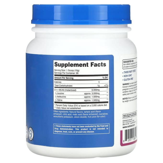 Nutricost, Performance, BCAA, Saveur Raisin, 2 lb (900g)