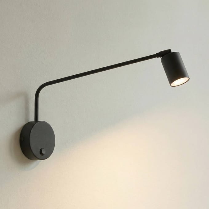 TK Lighting wandlamp Nex, zwart, metaal, hoogte 27 cm, GU10