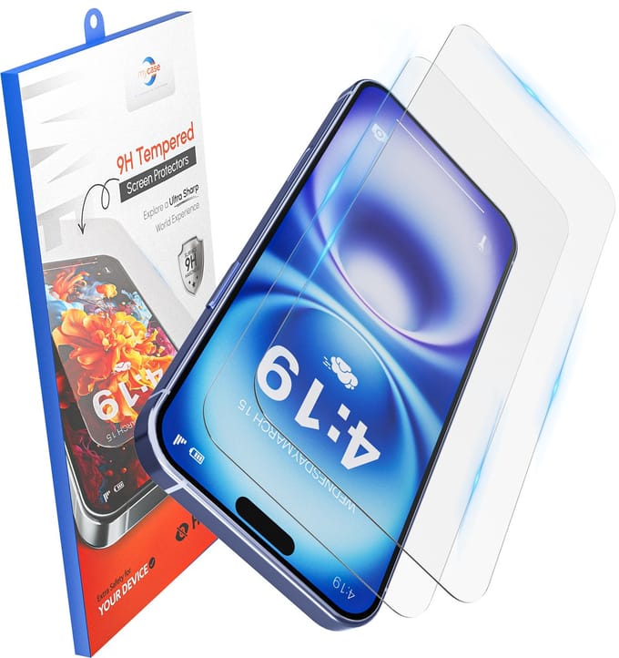 My Case ScreenProtector geschikt voor iPhone 15 / 16 - Ultra Sterk - Krasbestendig Premium Glasfolie - 2-Pack