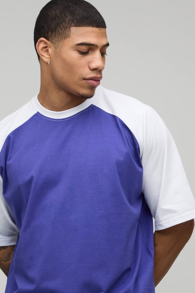 Oversized Raglan T-shirt Met Korte Mouwen | Cobalt | Size Large