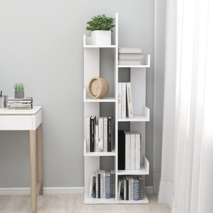 vidaXL - Boekenkast - 48x25,5x140 - cm - bewerkt - hout - wit