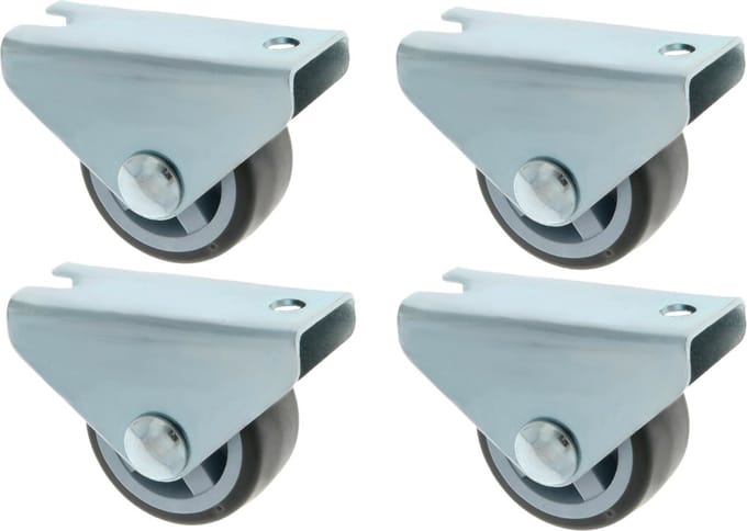 AMIG bokwiel/transportwiel - 4x - D30mm - rubber - 45kg draagvermogen - grijs