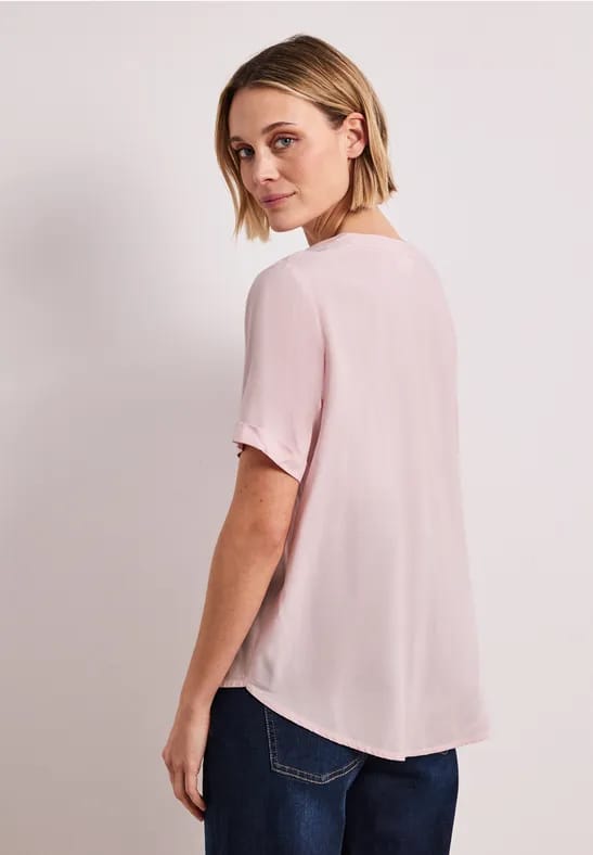 Blouse met gespleten hals en omslag