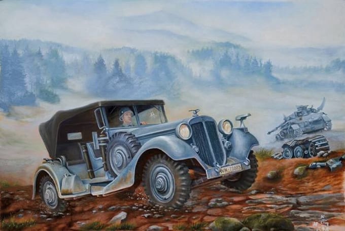 Roden Modelbouwpakket Militaire voertuigen - 825 Horch V8 Type 830R - Militaire Auto Plastic - 1:35 - Modelbouw