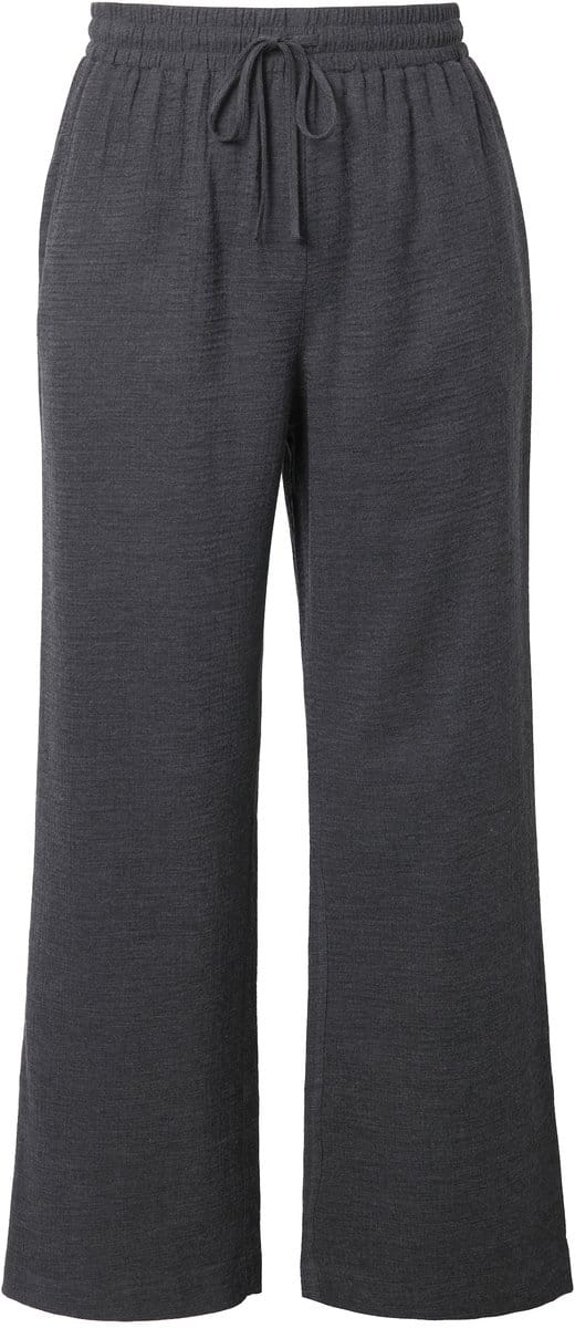 Studio Untold - Dames - Broek wijde pijpen hoge taille fijne structuur - Grijs melange - Maat 42+