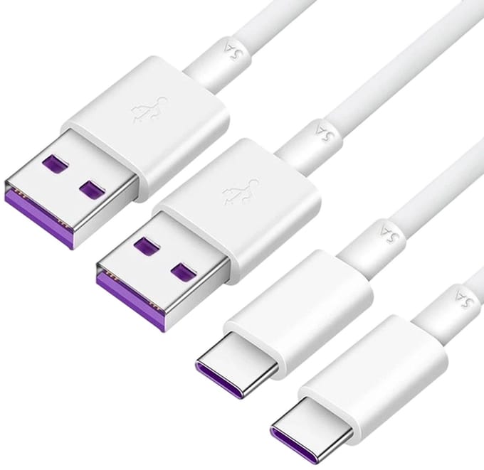 Oplaadkabel - Snellader - USB C kabel - USB C oplader - USB C lader kabel - USB C naar USB A kabel - USB naar USB C kabel - USB C naar USB kabel - USB a naar USB C kabel - Wit - 1 Meter - 2 stuks