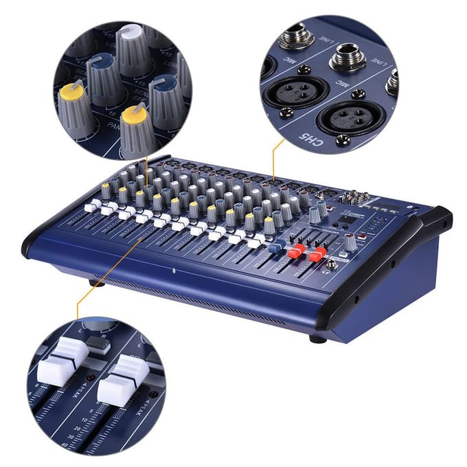 10-kanaals Powered Mixer Amplifier Digitale audiomixconsoleversterker met 48V fantoomvoeding USB/SD US Plug