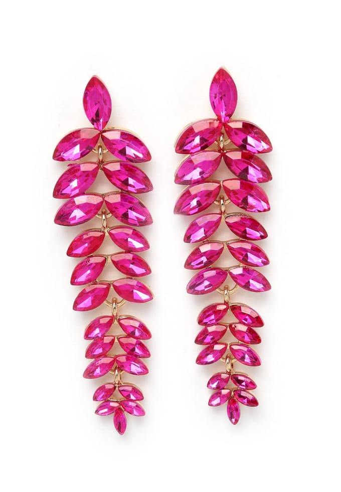 AVANT-GARDE PARIS Oorbellen - Cascading Leaf Drop - 1 stuk - Multicolored Roze met Gouden Plating