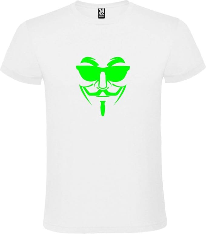 Wit T shirt met print van " Vendetta " print Neon Groen size M