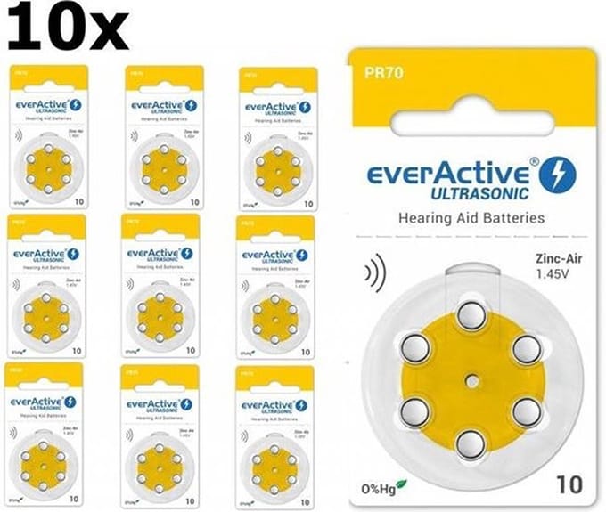 EverActive ULTRASONIC 10 1,45V Gehoorapparaat batterijen 60 Stuks