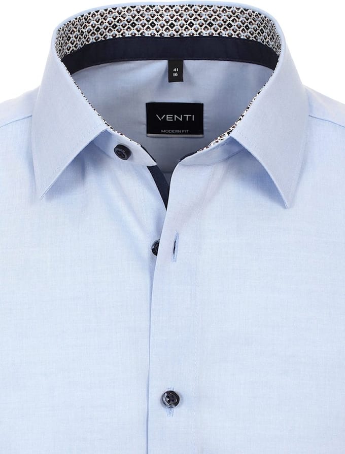 Blauw Overhemd Heren Strijkvrij Modern Fit Venti - XL