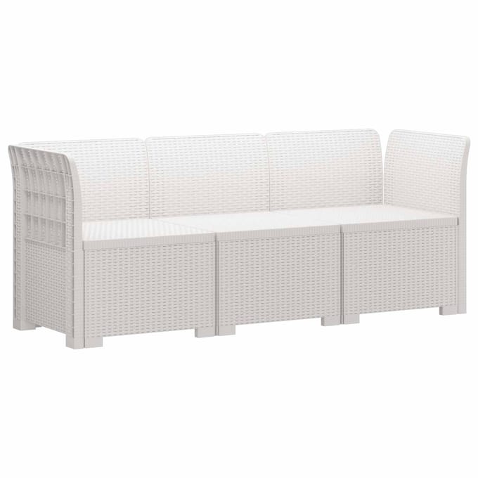 vidaXL - 3-Zits - Tuin - Sofa - Rottanlook - PP - Wit