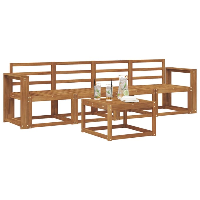 vidaXL - Buiten - bank - set - 5 - st - Naturel