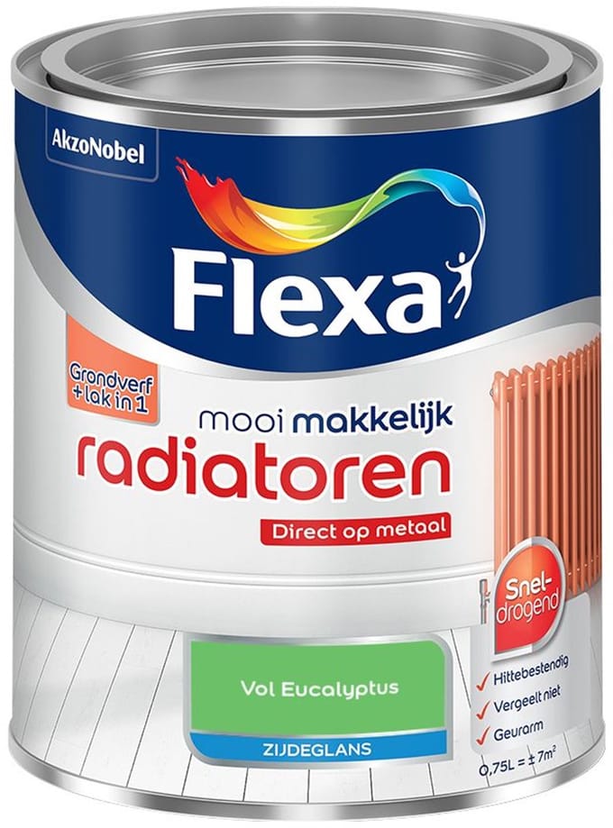Flexa - Mooi Makkelijk Radiatoren Zijdeglans - Vol Eucalyptus - Mengverf - 750 Ml