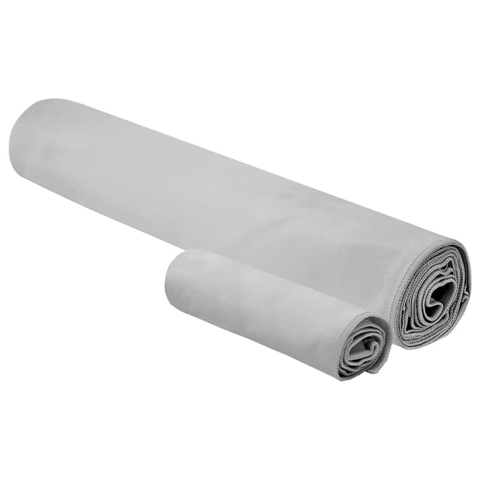 vidaXL - Sporthanddoek - Set - 2 - st - Grijs - 50 - x - 30 - cm, - 200 - x - 100 - cm