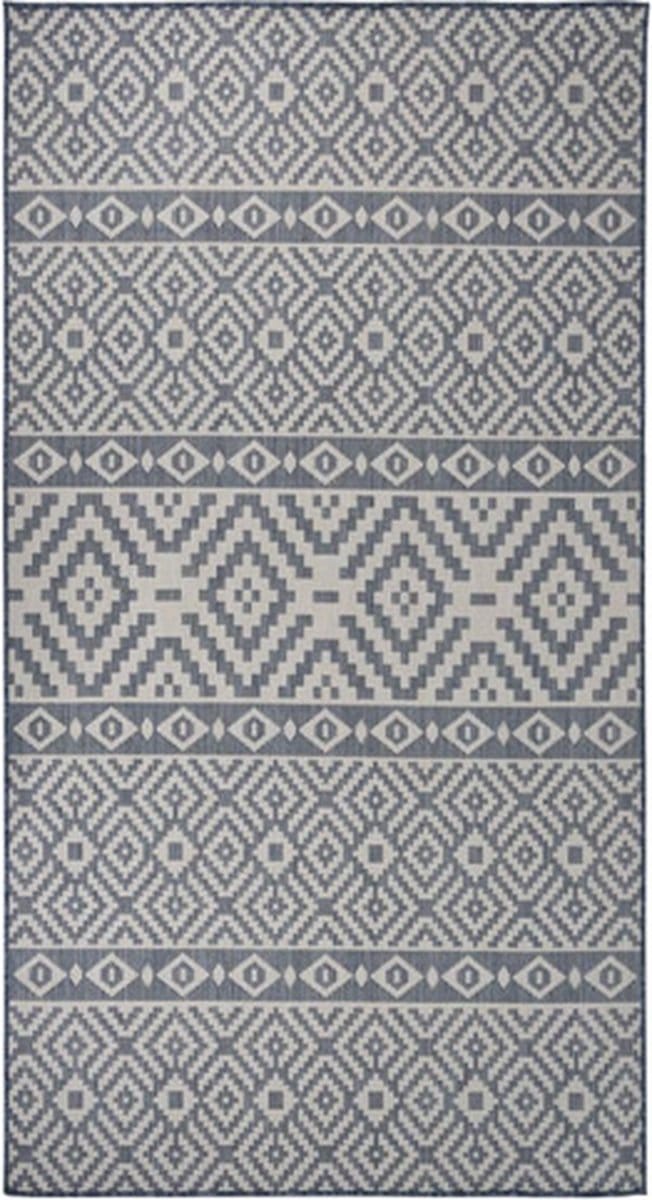 vidaXL - Buitenkleed - met - patroon - platgeweven - 80x150 - cm - blauw