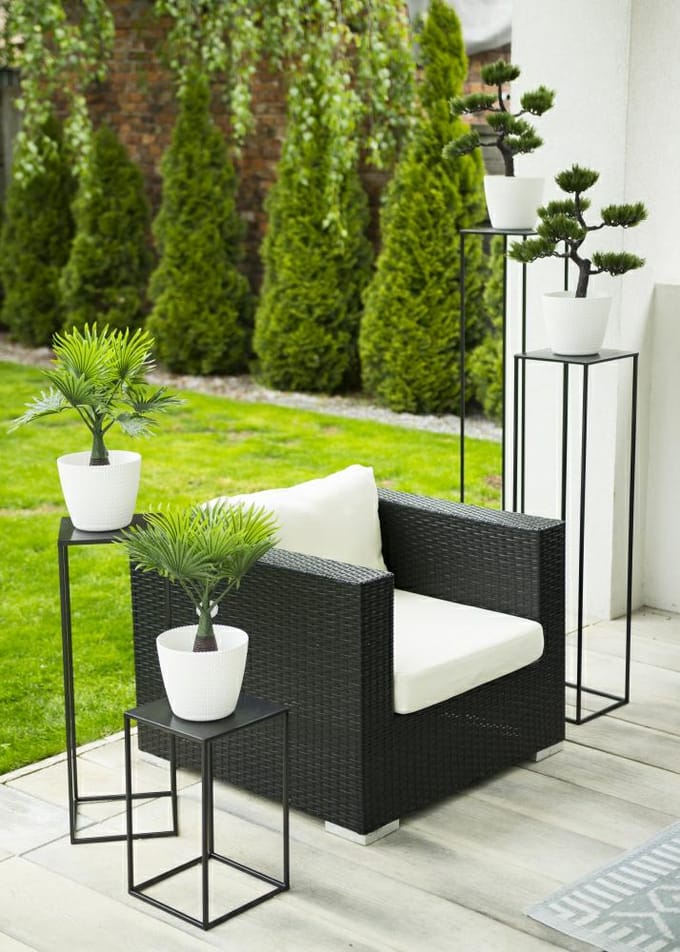 HowHomely Loftstijl - Moderne Standaard Plantenbak - 100 cm - Zwart - Staal